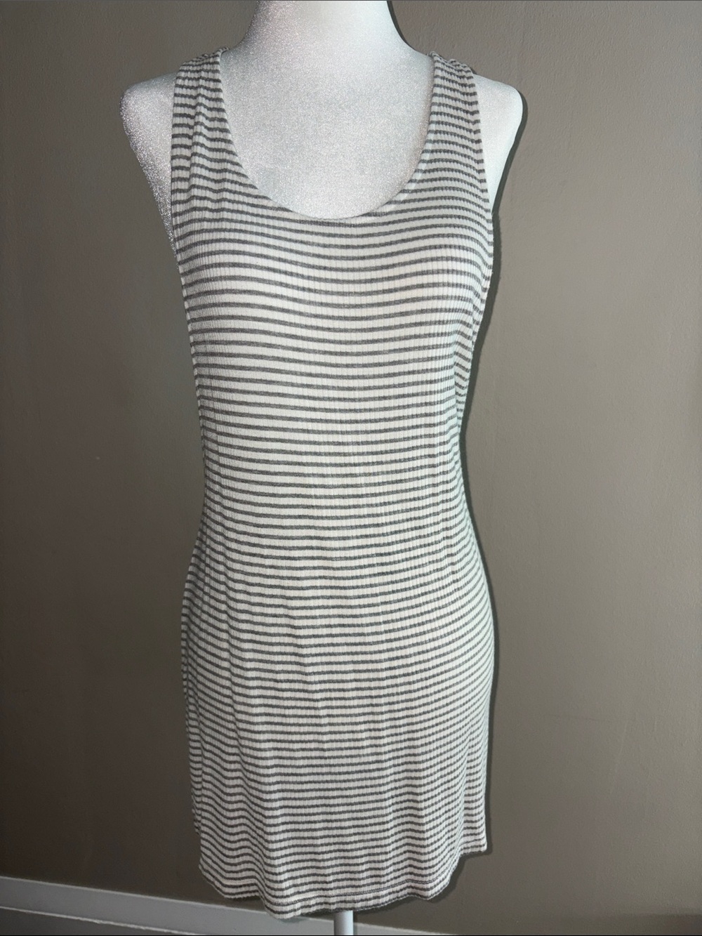 Target - Striped Sleeveless Mini Dress in White and Gray